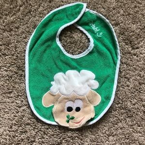 Irish baby bib with sheep and shamrocks